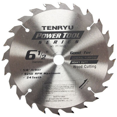 Tenryu PT-16524  6-1/2" x 24-Tooth Power Tool Series Circular Saw Blade for Cordless Saws