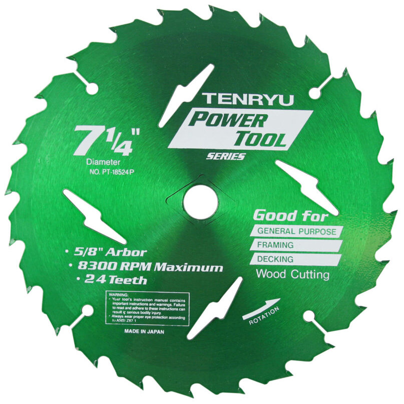 Tenryu PT-18524-P  7-1/4" X 24-Tooth Power Tool Series Saw Blade 5/8" KO