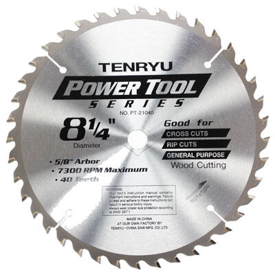 Tenryu PT-21040  8-1/4" x 40-Tooth Power Tool Series Circular Saw Blade for Wood