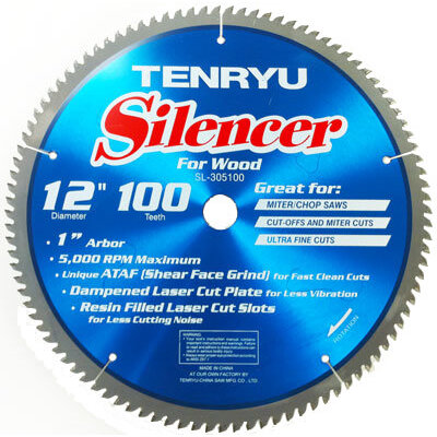 Tenryu SL-305100  12" x 100-Tooth Silencer Series Miter Saw Blade for Ultra Finish Cutting