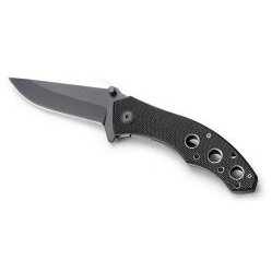 Titan Bozeman 12112  Multi-Purpose Folding Pocket Knife - Black Stainless Steel & Aluminum Handle with Black Satin Finish Blade