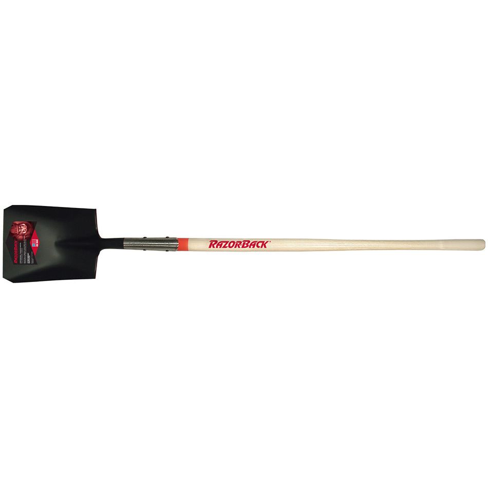 Razor-Back 44101  Square Point Transfer Shovel with Tab Socket and Rolled-step - 48" Long Handle (S248)