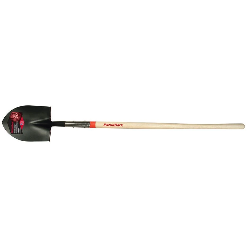 Razor-Back 45519  Round Point Digging Shovel with Open-back and Rolled Step - 48" Long Handle (R248)