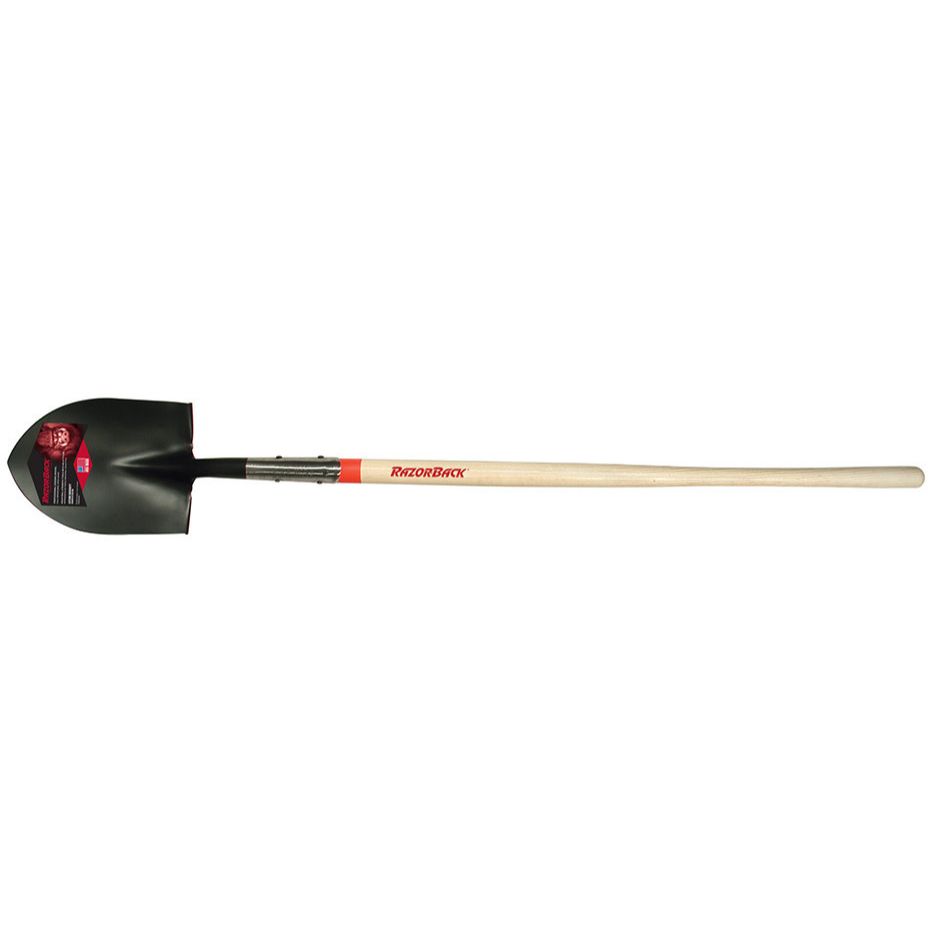 Razor-Back 45519  Round Point Digging Shovel with Open-back and Rolled Step - 48" Long Handle (R248)