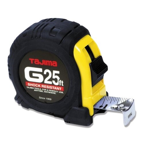 Tajima G-25BW  25' x 1" G-Series Shock Resistant Tape Measure - Standard Scale