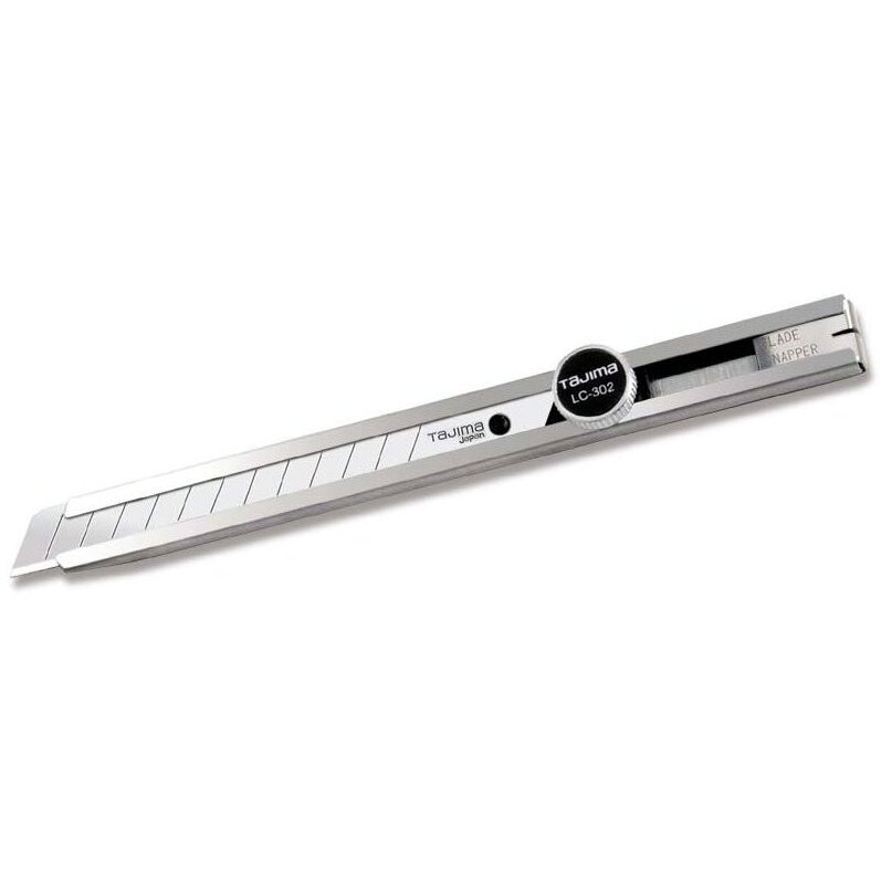 Tajima LC-302  Stainless Steel Precision Craft Dial Lock Snap-Blade Knife with 3 Endura 3/8" x 13-point Blades