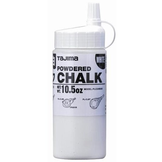 Tajima PLC2-W300  Ultra-Fine Powdered Snap-Line Chalk, White chalk, 10.5 oz (300g)