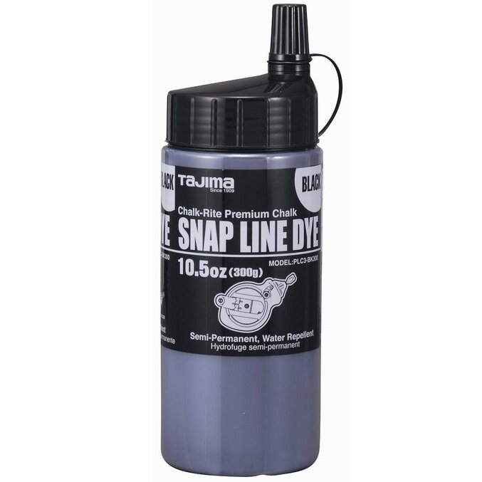 Tajima PLC3-BK300  Snap-Line Dye Chalk, Semi-Permanent - Black,  10.5 oz (300 g)