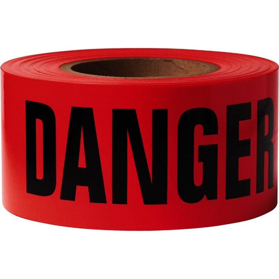 Swanson BT100DGR2  3" x 1000' DANGER 2 mil Red/Black Barricade Tape