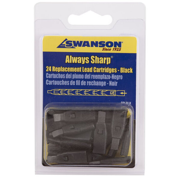 Swanson CPLBLK  Black Replacement Lead Cartridges for AlwaysSharp Carpenter Pencil - 24 per package