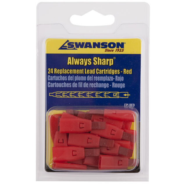 Swanson CPLRED  Red Replacement Lead Cartridges for AlwaysSharp Carpenter Pencil - 24 per package