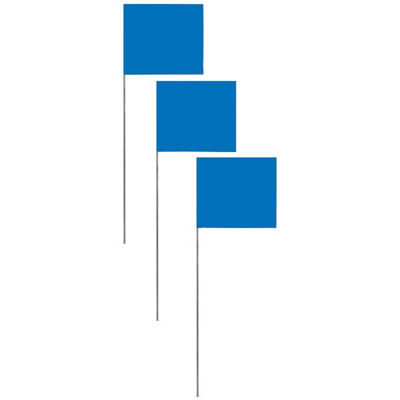 Swanson FBL21100  2" X 3" Blue Marking Flags on 21" Steel Wire Staffs - 100 per Bundle