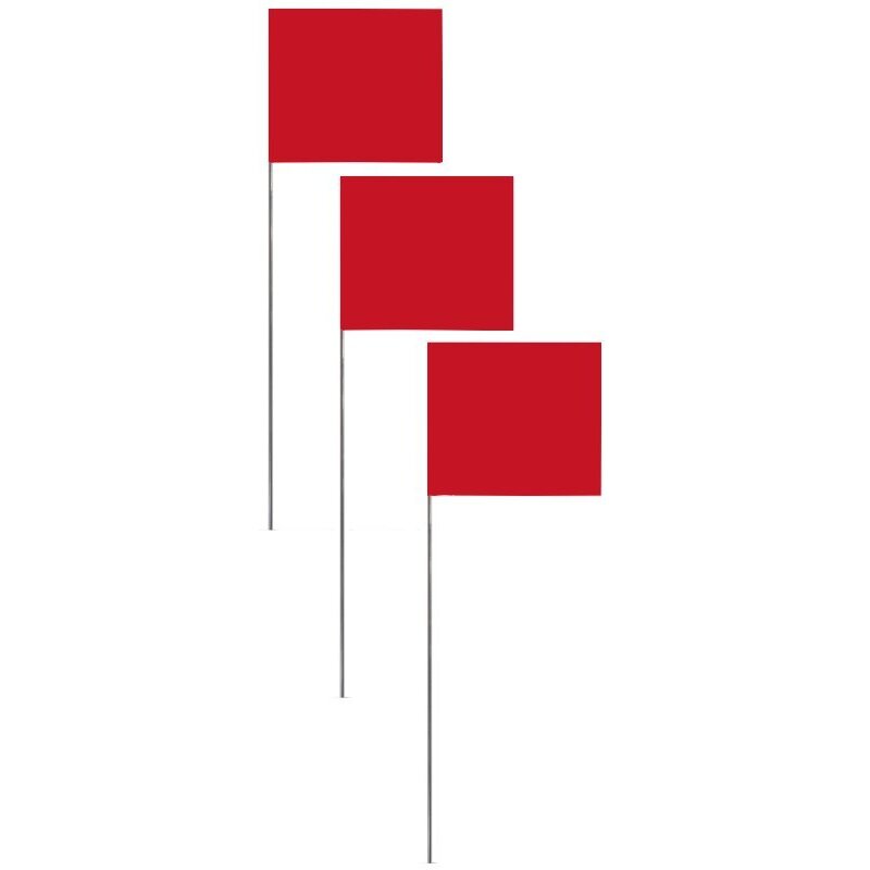 Swanson FRD21100  2" X 3" Red Marking Flags on 21" Steel Wire Staffs - 100 per Bundle