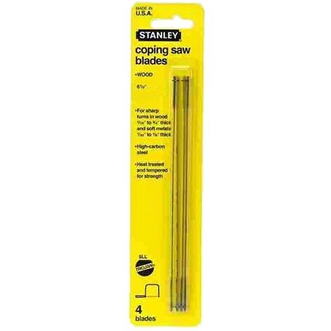 Stanley 15-061  6-1/2" x 15TPI Coping Saw Blade - Pin End 4 per Package