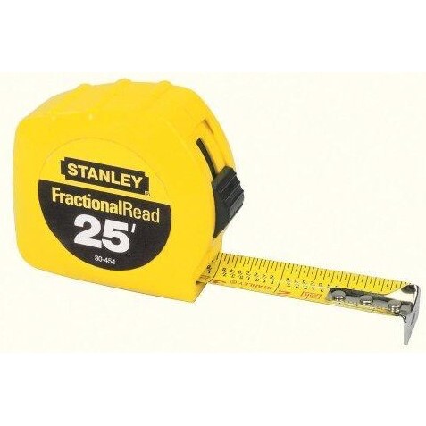 Stanley 30-454 25' x 1" High-Visibility Fractional Read Tape Measure - Yellow Stanley 30-454 25' x 1" High-Visibility Fractional Read Tape Measure - Yellow