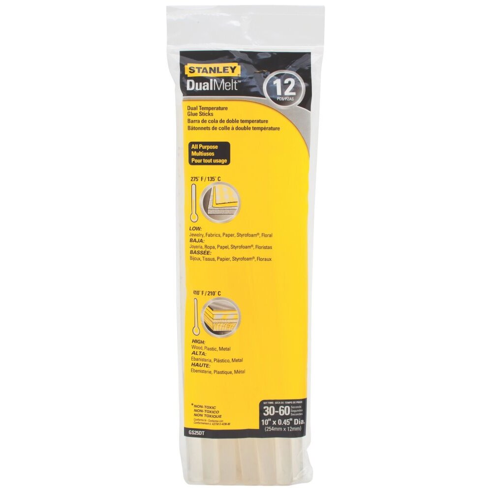 Stanley GS25DT DualMelt Glue Sticks 10" x 0.45" - 12 Pack Stanley GS25DT DualMelt Glue Sticks 10" x 0.45" - 12 Pack