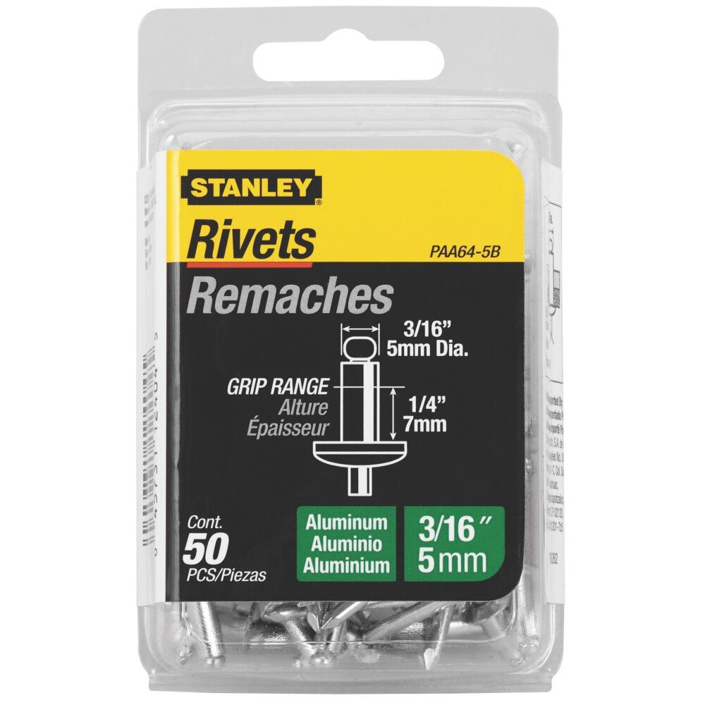 Stanley PAA64-5B Rivets Aluminum 3/16" x 1/4" 50/Pk Stanley PAA64-5B Rivets Aluminum 3/16" x 1/4" 50/Pk