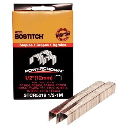 Bostitch STCR50191/2-1M  1/2" Heavy Duty 7/16" PowerCrown Staples - 1000 per Package