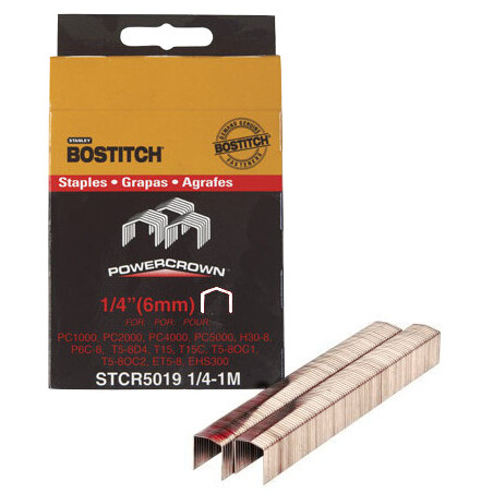 Bostitch STCR50191/4-1M  1/4" Heavy Duty 7/16" PowerCrown Staples - 1000 per Package