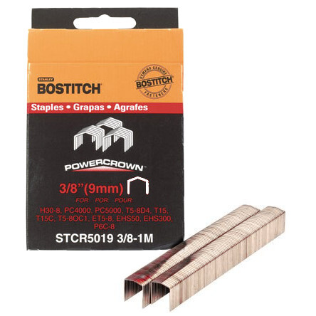 Bostitch STCR50193/8-1M  3/8" Heavy Duty 7/16" PowerCrown Staples - 1000 per Package