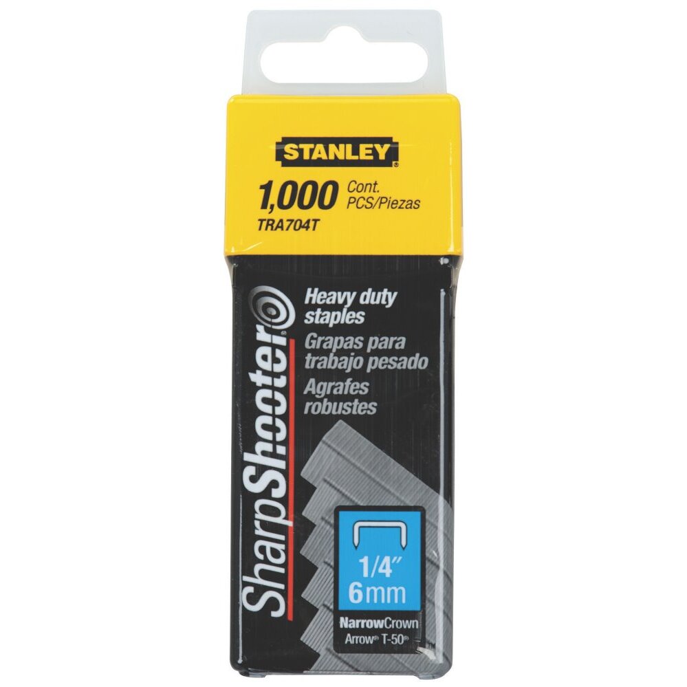Stanley TRA704T  Heavy Duty 1/4" SharpShooter Staples - 1000 Per Box