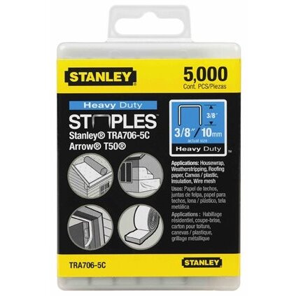 Stanley TRA706-5C  Heavy Duty 3/8" SharpShooter Staples - 5000 Per Box