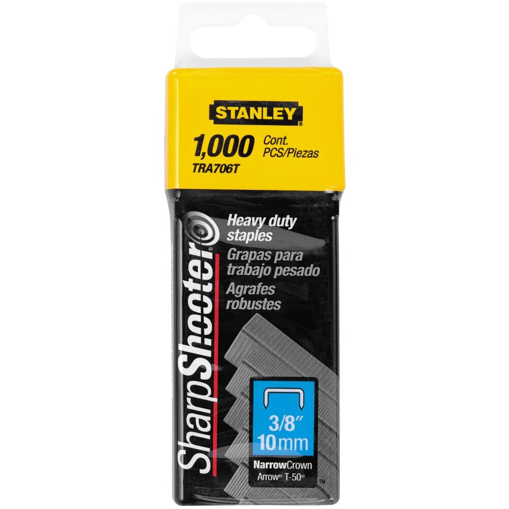 Stanley TRA706T  Heavy Duty 3/8" SharpShooter Staples - 1000 Per Box