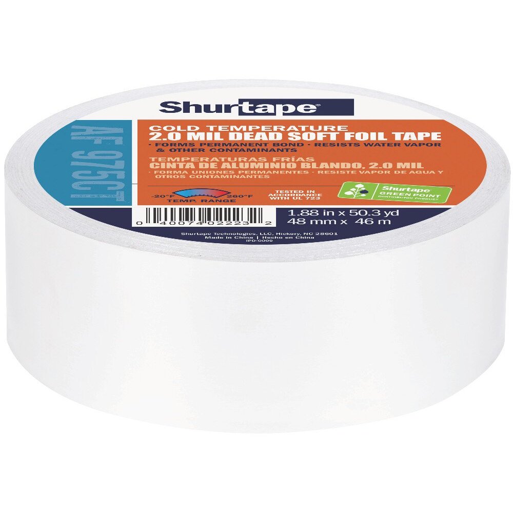 Shurtape AF975-2 Aluminum Foil Tape Cold Temp 2" x 50 yd Shurtape AF975-2 Aluminum Foil Tape Cold Temp 2" x 50 yd
