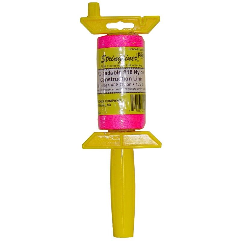 Stringliner II 25162 Stringliner Pro Reel with 250' Braided Fluorescent Pink #18 Construction Line, Reloadable Stringliner II 25162 Stringliner Pro Reel with 250' Braided Fluorescent Pink #18 Construction Line, Reloadable