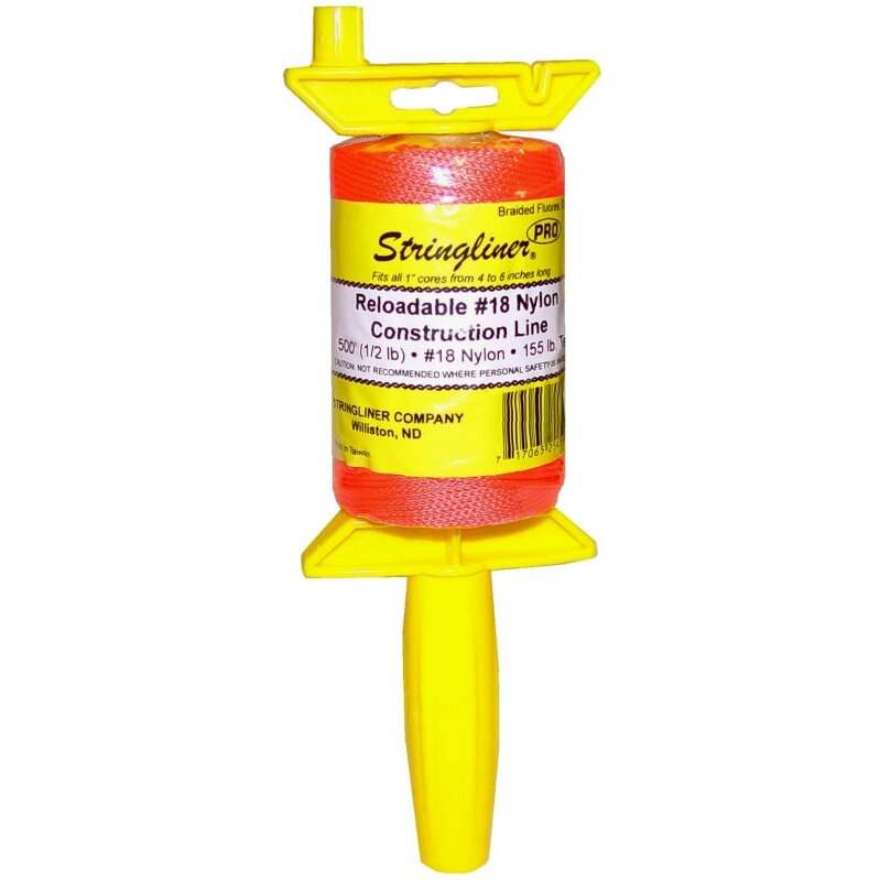 Stringliner II 25459  Stringliner Pro Reel with 500' Braided Fluorescent Orange #18 Construction Line, Reloadable