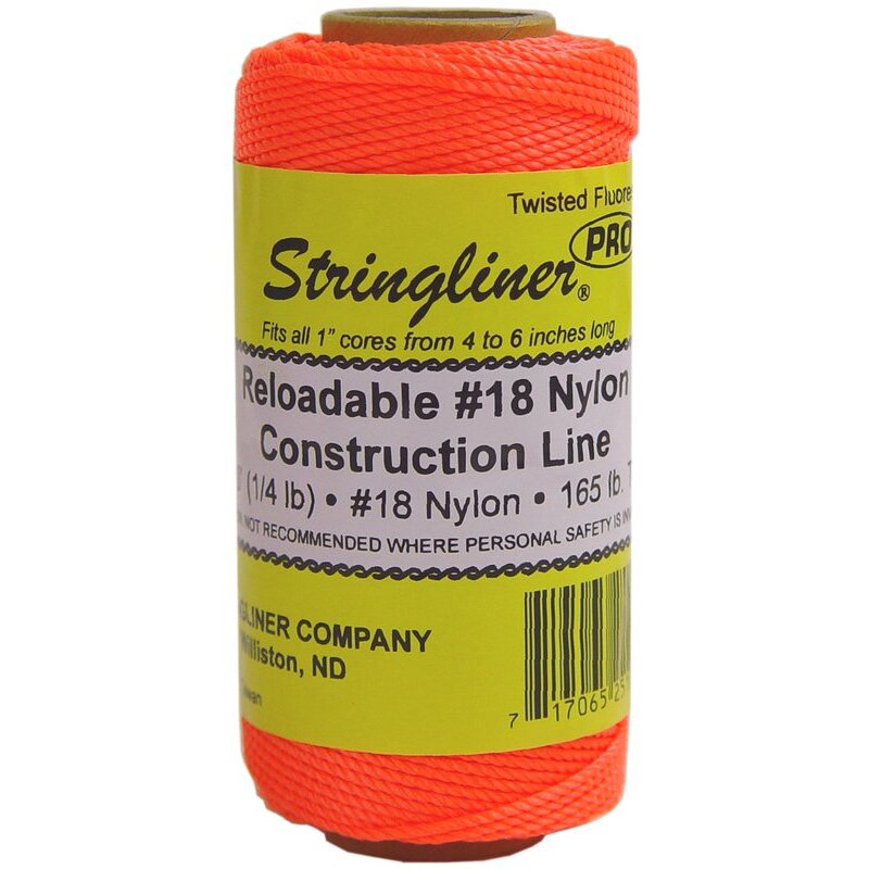 Stringliner 35106  270' Twisted Nylon Construction Line Fluorescent Orange 1/4-lb. Replacement Roll