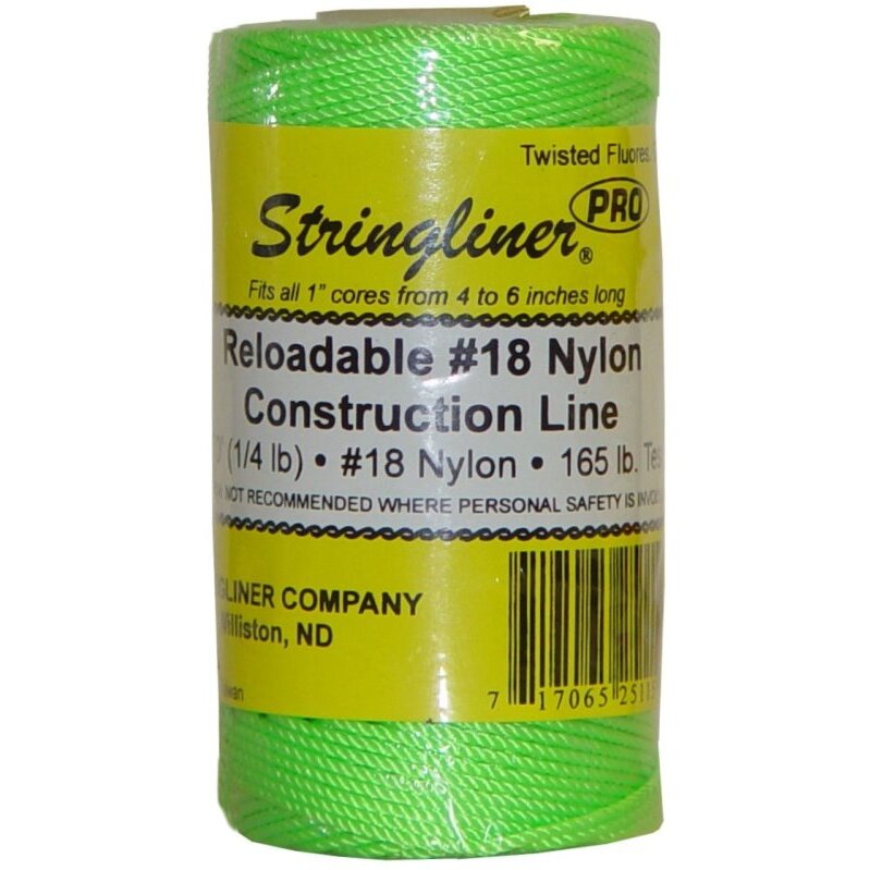 Stringliner 35115  270' Twisted Nylon Construction Line Fluorescent Green 1/4-lb. Replacement Roll