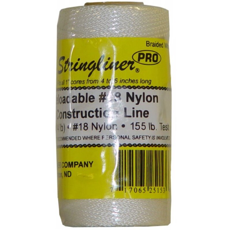 Stringliner 35153  250' Braided Nylon Construction Line White 1/4-lb. Replacement Roll