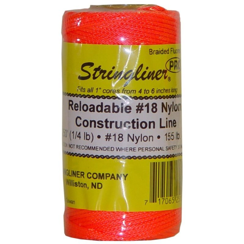 Stringliner 35159  250' Braided Nylon Construction Line Fluorescent Orange 1/4-lb. Replacement Roll