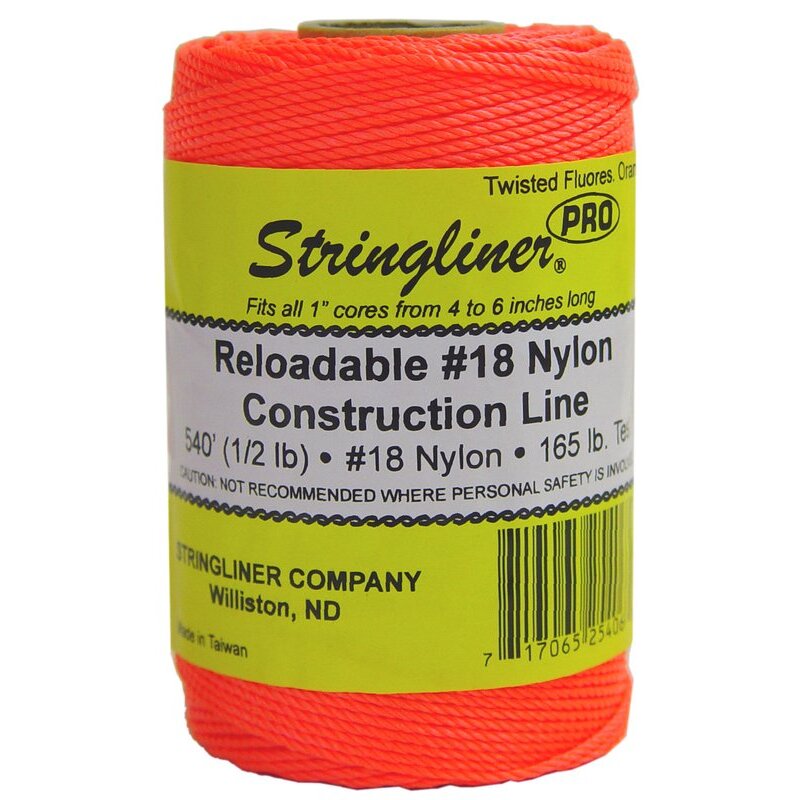 Stringliner 35406  540' Twisted Nylon Construction Line Fluorescent Orange 1/2-lb. Replacement Roll