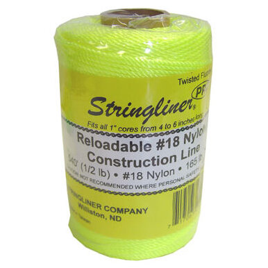 Stringliner 35412  540' Twisted Nylon Construction Line Fluorescent Yellow 1/2-lb. Replacement Roll