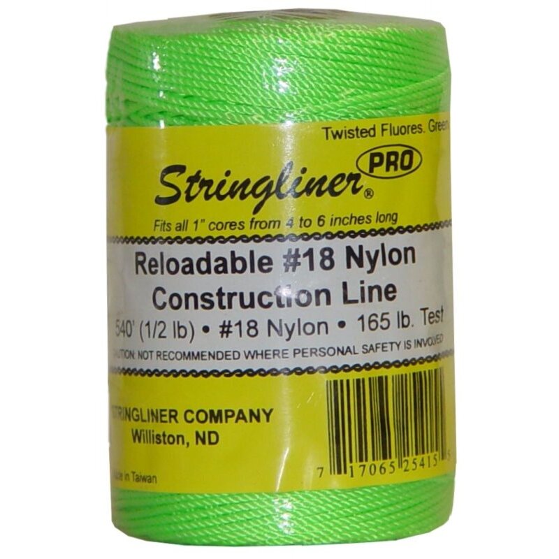 Stringliner 35415  540' Twisted Nylon Construction Line Fluorescent Green 1/2-lb. Replacement Roll