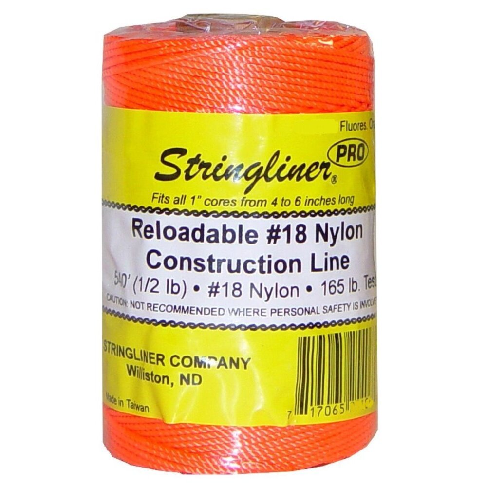 Stringliner  35459  500' Braided Nylon Construction Line Fluorescent Orange 1/2-lb. Replacement Roll