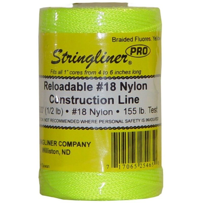 Stringliner 35465  500' Braided Nylon Construction Line Fluorescent Yellow 1/2-lb. Replacement Roll