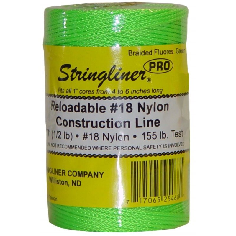 Stringliner 35468  500' Braided Nylon Construction Line Fluorescent Green 1/2-lb. Replacement Roll