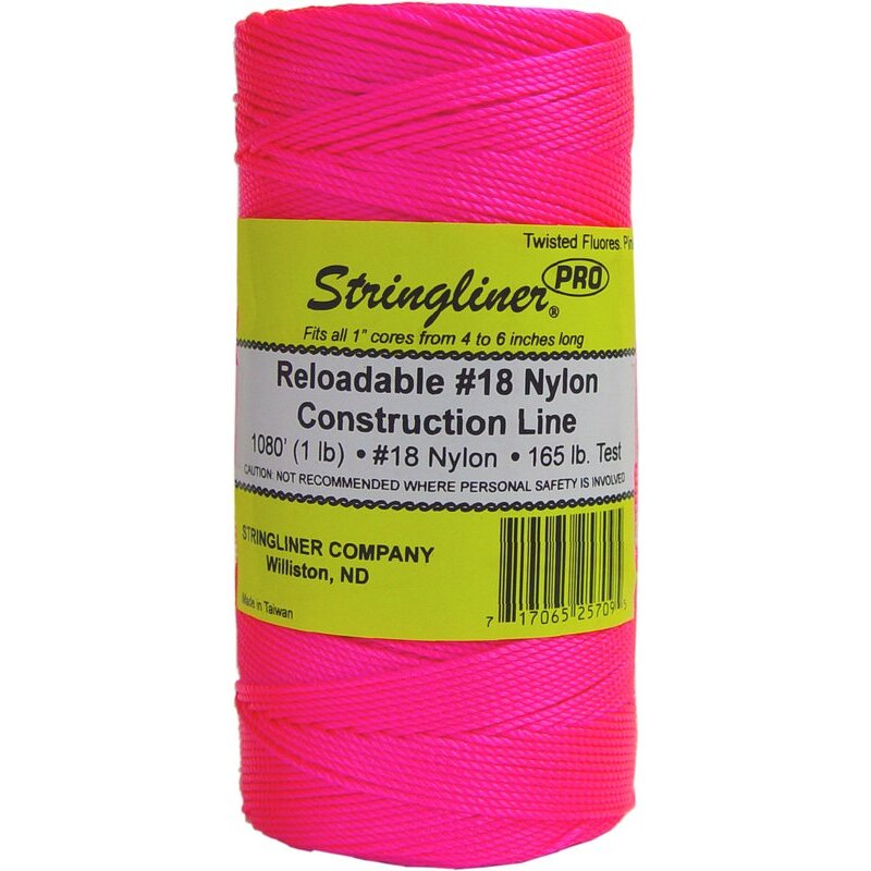 Stringliner 35709  1080' Twisted Nylon Construction Line Fluorescent Pink 1-lb. Replacement Roll