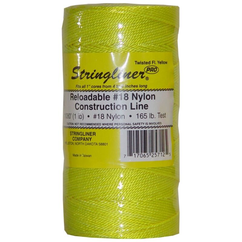 Stringliner 35712  1080' Twisted Nylon Construction Line Fluorescent Yellow 1-lb. Replacement Roll