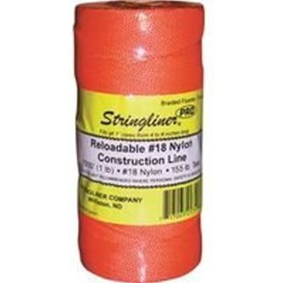 Stringliner  35759  1000' Braided Nylon Construction Line Fluorescent Orange 1-lb. Replacement Roll