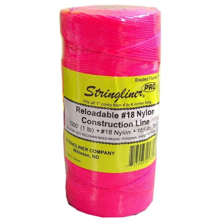 Stringliner 35762  1000' Braided Nylon Construction Line Fluorescent Pink 1-lb. Replacement Roll