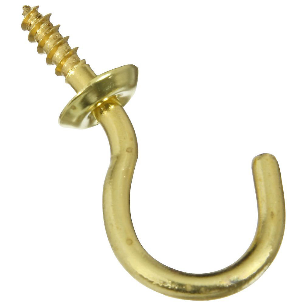 National  N119-685  Cup Hooks 1" - Solid Brass - 4 Per Package (V2021)