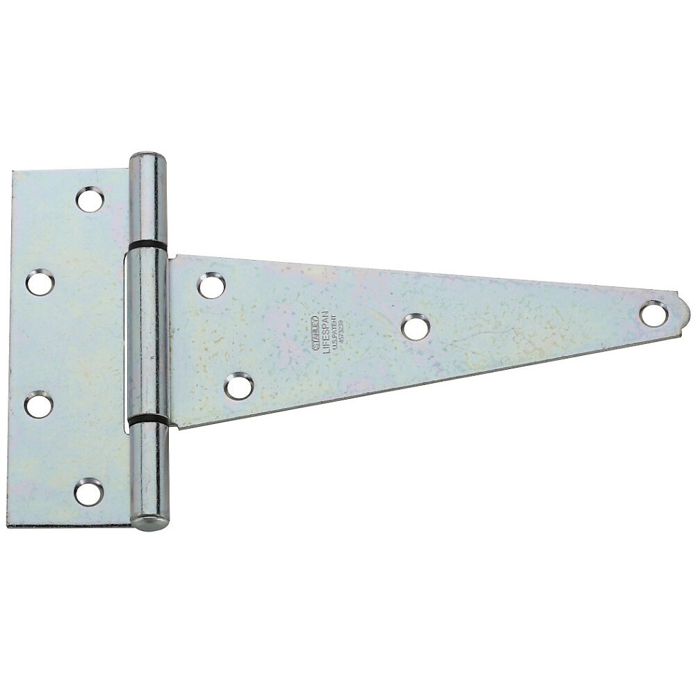 National N129-221  Extra Heavy Duty 8" T-Hinge - Zinc Plated (286BC)