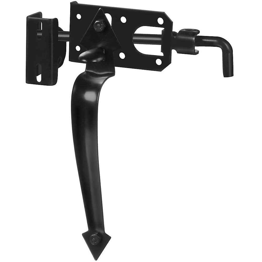 National N178-616  Ornamental Gate Latch Kit With Pull - Black (V27)