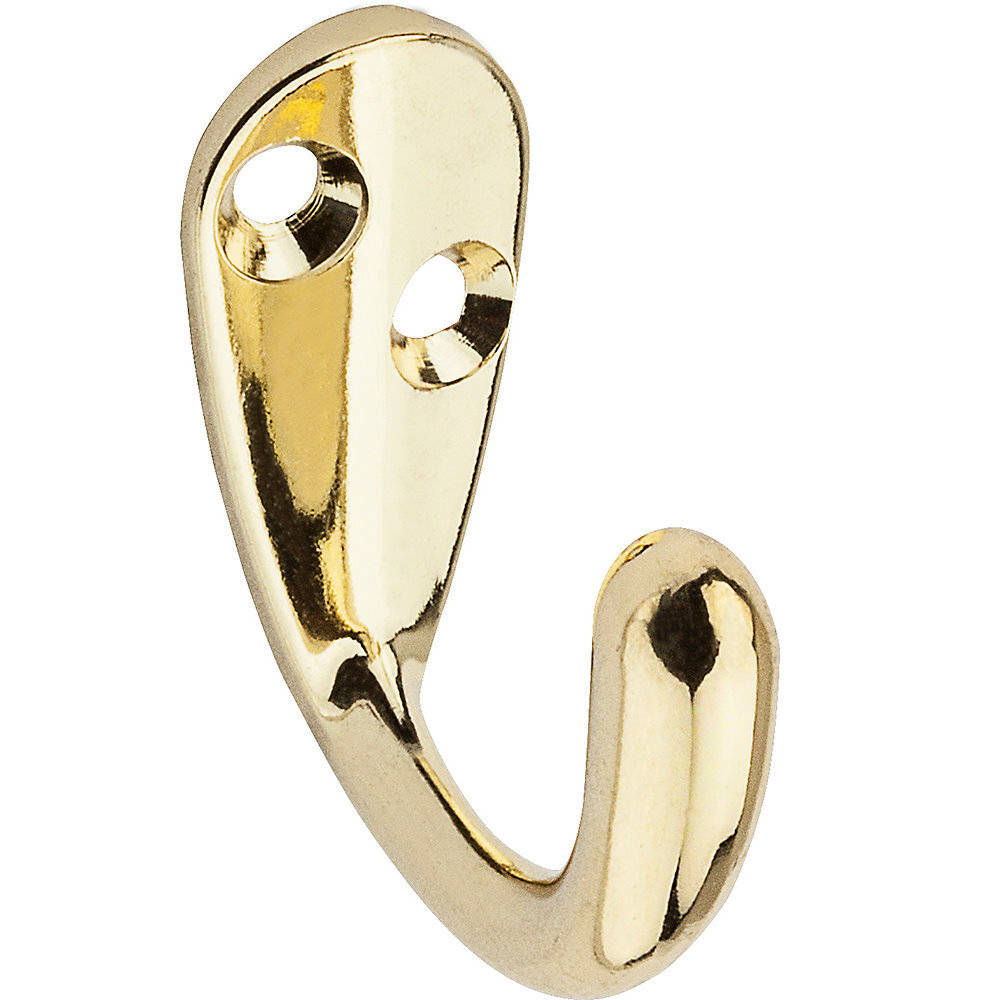 National N199-182  Single Clothes Hook - Brass - 2 per Package (V162)