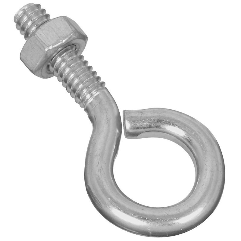 National N221-085  1/4" x 2" Eye Bolt With Nut - Zinc Plated