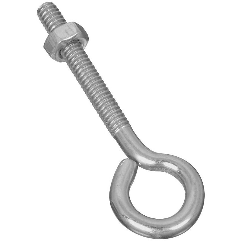 National N221-119  1/4" x 3" Eye Bolt With Nut - Zinc Plated